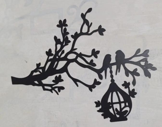 Black 3D Tree Wall Art with Birds Nest for Modern Home Decor