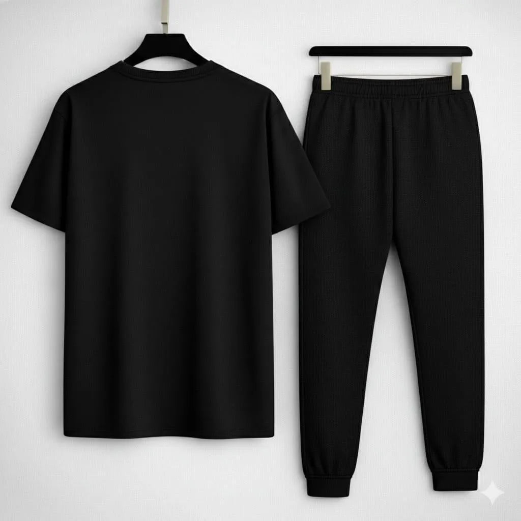 Men Black Lakers 23 Track Suit Set Cotton Summer