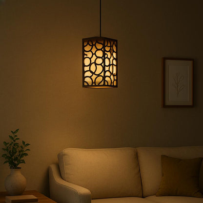 Wooden Pendant Light Golden Warm Glow 40"