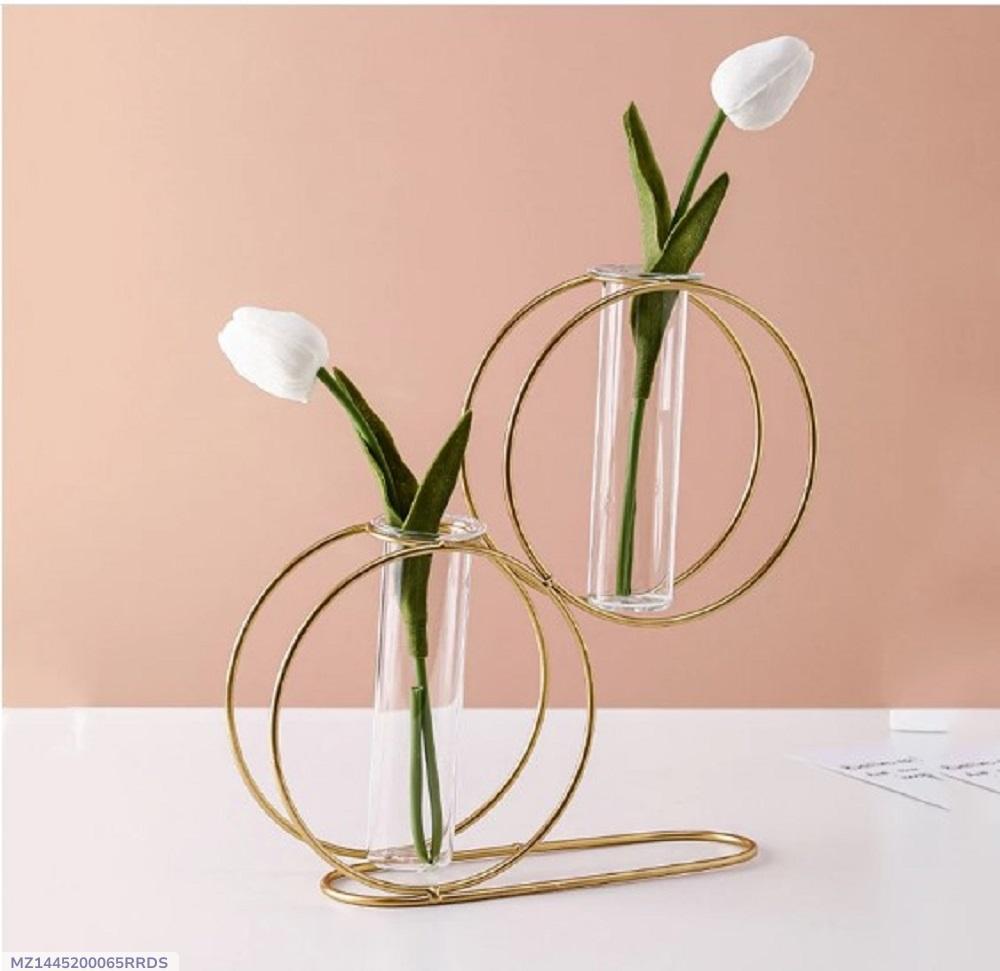 Golden Hydroponic Vase for Home Decor