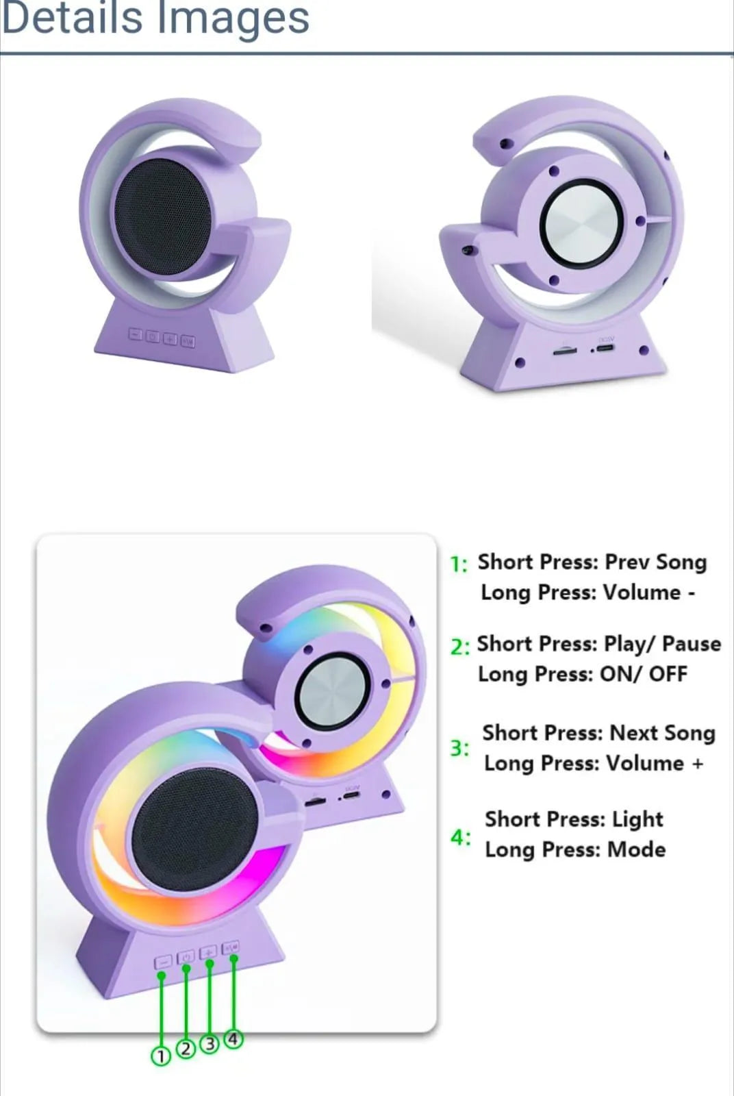 Touch Lamp Wireless Speaker 5W RGB Colorful