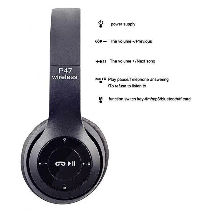 Wireless Bluetooth 4.1 Headphones Black P47