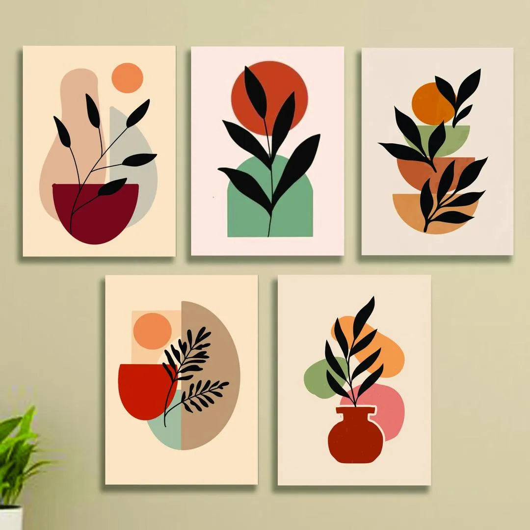 5 Piece Abstract Wall Art Set for Modern Home Decor