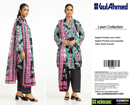 Unstitched 3-Piece Lawn Suit Multicolor Print Black Trousers