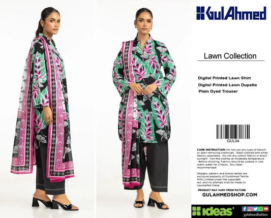 Unstitched 3-Piece Lawn Suit Multicolor Print Black Trousers