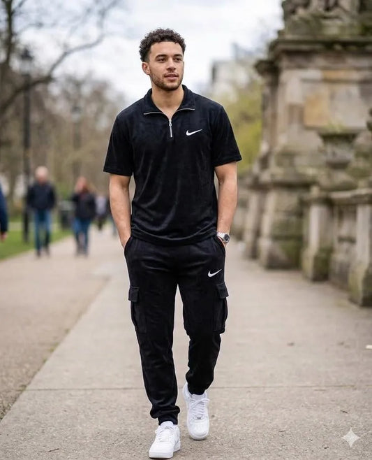 Men Black Dri Fit Track Suit 2Pcs Medium to XL