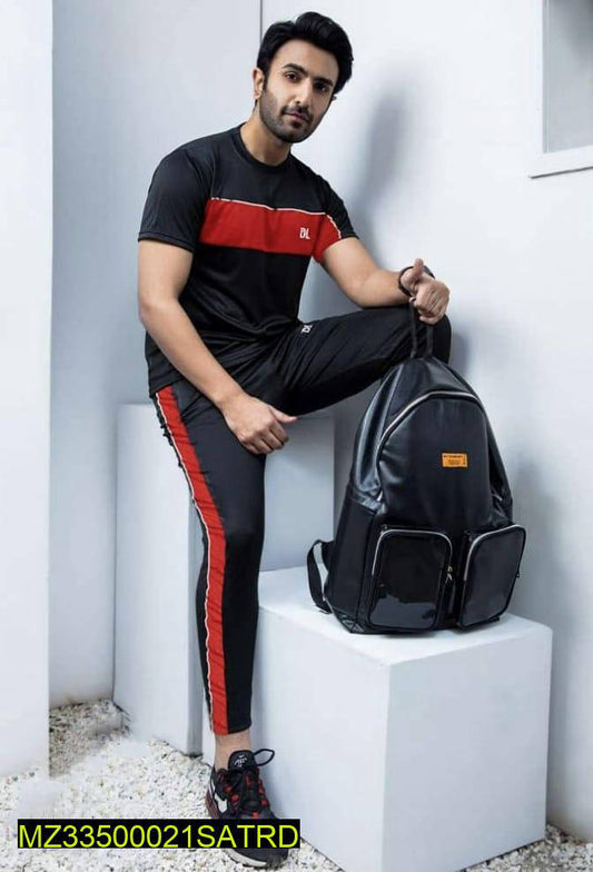 Men Slim Fit Track Suit Black Red XL to XXL