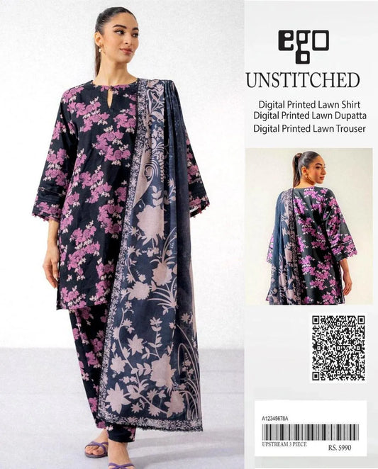 3 Pcs Women's Unstitched Printed Suit
